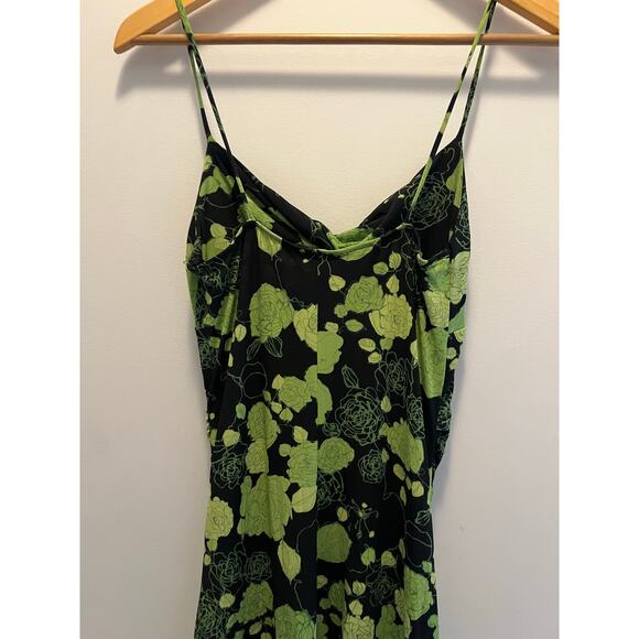 Venus Flamenco Style Summer Dress Asymmetrical Hem Green Black Floral Medium JL - Picture 5 of 8